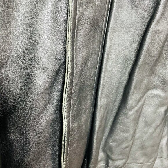 Mens Black Leather Coat  Haggar Size XL Heavy Winter Jacket u - Picture 4 of 12